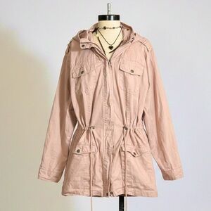 Light Pink Parker Hooded Jacket - Size 2X Coat Fall Winter
